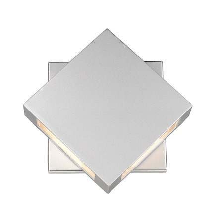 Z-Lite Quadrate 2 Light Outdoor Wall Sconce, Silver & Sand-blast glass 572S-SL-LED